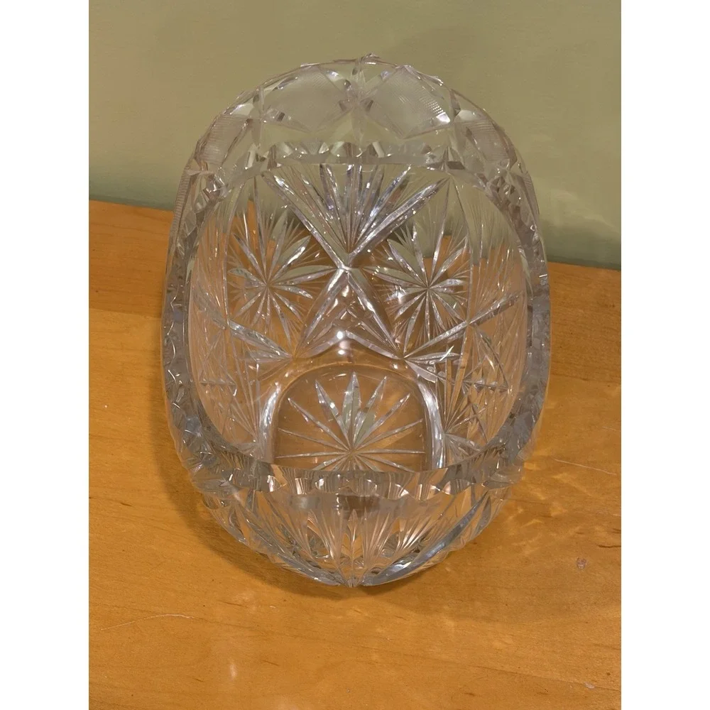 Antique Crystal Basket Bowl American Brilliant Cut Beautiful and Heavy 5.5 lbs